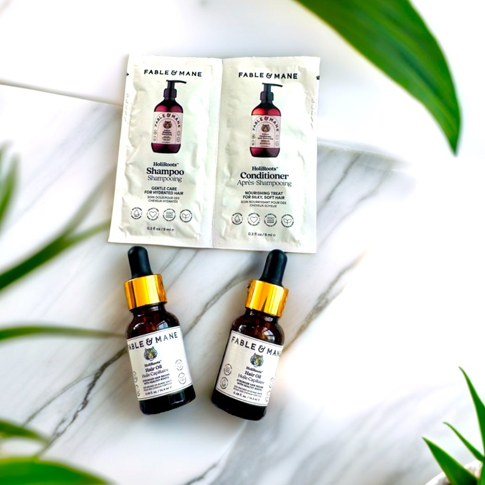🐯FABLE & MANE Mini HoliRoots™ Hair Oil + Shampoo & Conditioner Sample Set